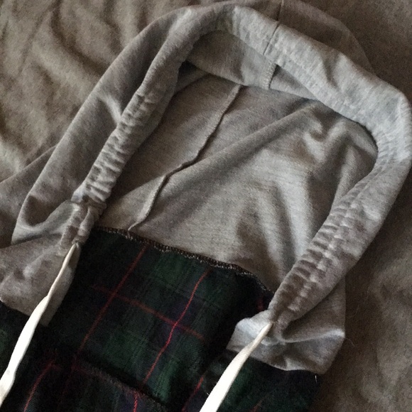 Drawstring Plaid Hooded Jacket - Picture 2 of 4